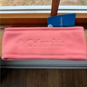 Columbia Coral Pink Fleece Headband with Embossed Logo